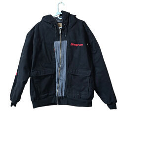 ​Snap-On Tools Hooded Work Jacket NWOT 2XL Black Gray Quilted Canvas Workwear